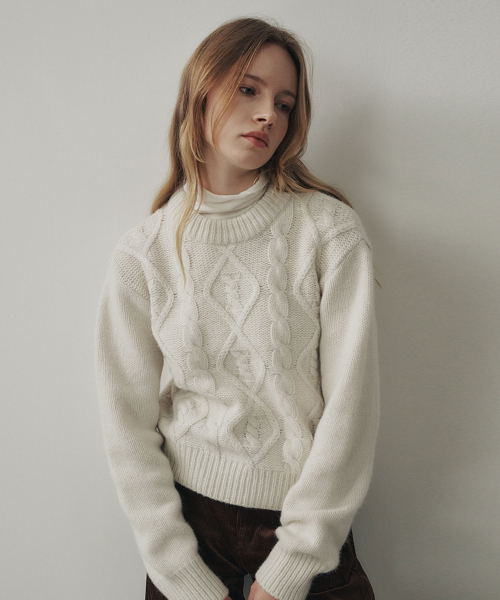 Alpaca Wool Blended Pullover Ivory