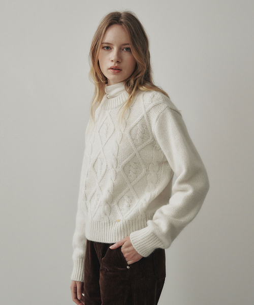 Alpaca Wool Blended Pullover Ivory