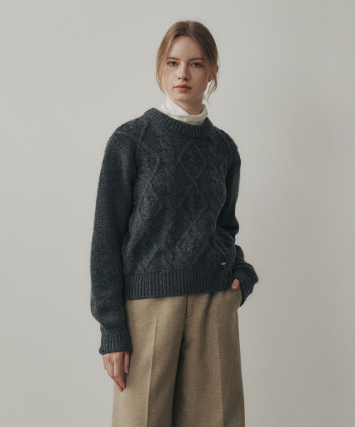 Alpaca Wool Blended Pullover Charcoal