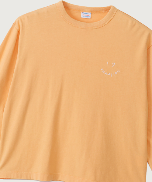 여성 아치 로고 루즈핏 워싱 롱슬리브 Soft Orange
