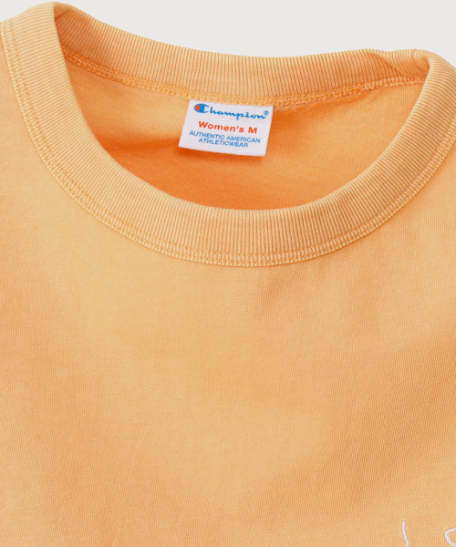 여성 아치 로고 루즈핏 워싱 롱슬리브 Soft Orange