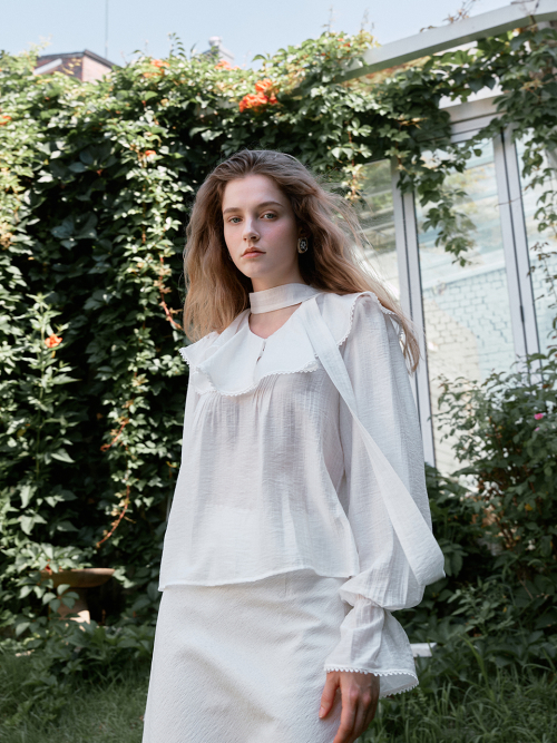 ELENA frill tie blouse_WHITE