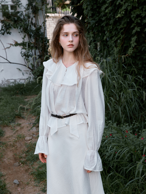 ELENA frill tie blouse_WHITE