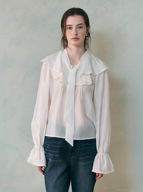 ELENA frill tie blouse_WHITE