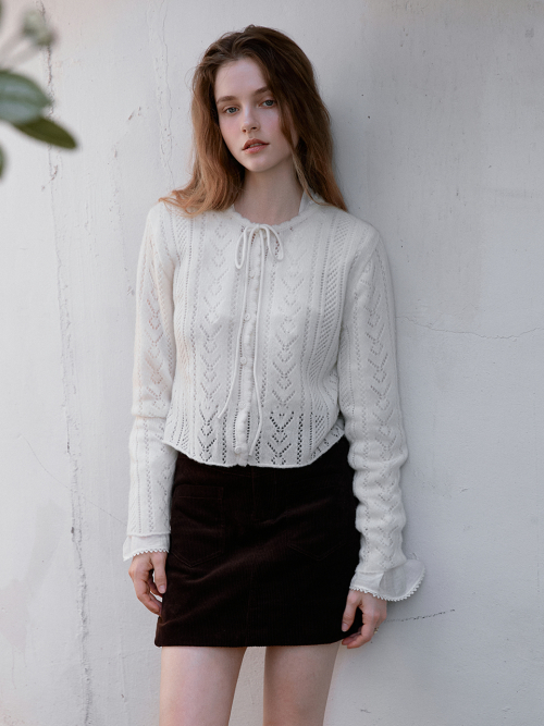 LINOA ribbon knit cardigan_IVORY
