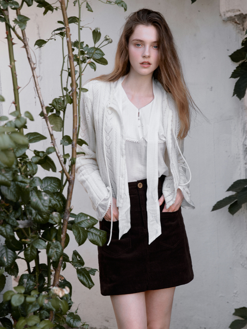 LINOA ribbon knit cardigan_IVORY
