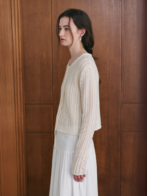 LINOA ribbon knit cardigan_IVORY