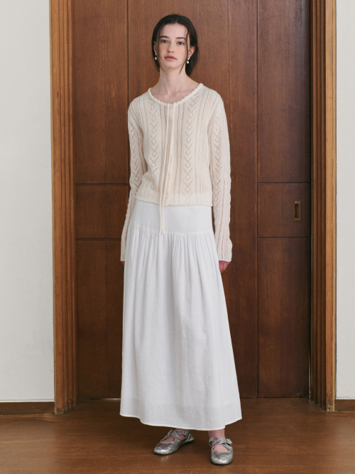 LINOA ribbon knit cardigan_IVORY