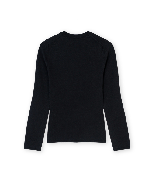 W Slim Round Cardigan, Black