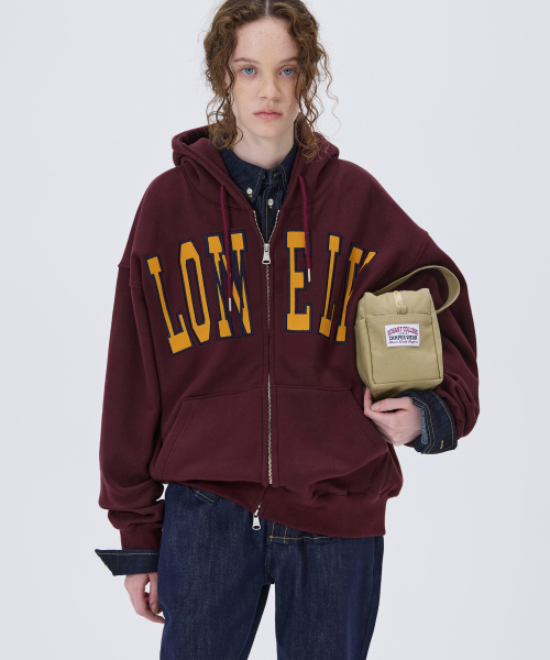LONELY/LOVELY FLUFF HOODIE ZIP-UP BURGUNDY