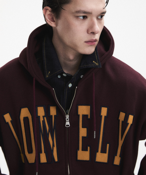LONELY/LOVELY FLUFF HOODIE ZIP-UP BURGUNDY