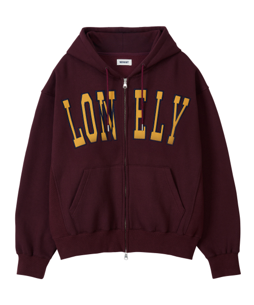 LONELY/LOVELY FLUFF HOODIE ZIP-UP BURGUNDY