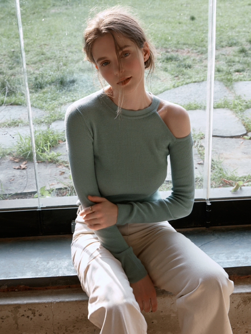 THEA cutout knit top_MINT