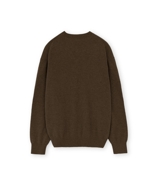 Extra Super Fine V Neck Knit, Brown