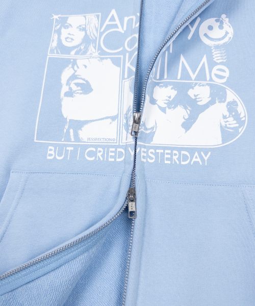 ANXIETY CANT KILL ME HOOD ZIP-UP (SKY BLUE)