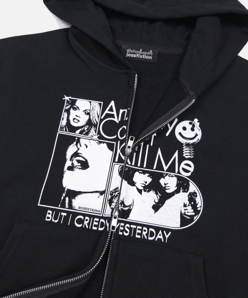 ANXIETY CANT KILL ME HOOD ZIP-UP (BLACK)