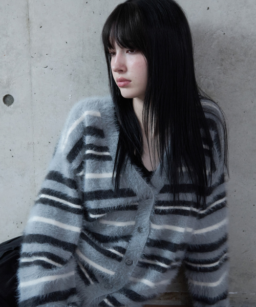 FLUFFY LOOSE FIT CARDIGAN GRAY