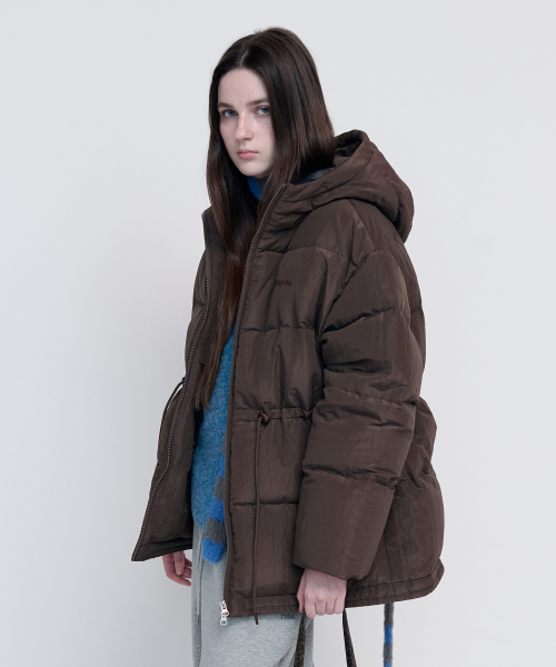 HOODED DUCK DOWN PUFFER PADDING BROWN