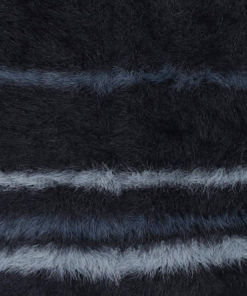 XTA095 Stripe Soft Hairy Beanie (BLACK)