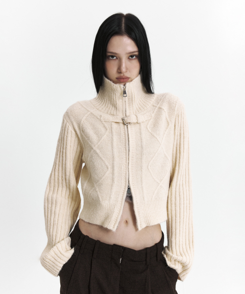 C HIGH NECK KNIT CARDIGAN_IVORY