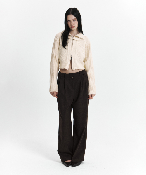 C HIGH NECK KNIT CARDIGAN_IVORY