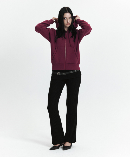 C VELVET LOGO FLEECE ZIP-UP HOODIE_PURPLE