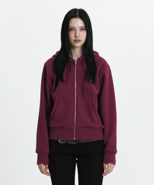 C VELVET LOGO FLEECE ZIP-UP HOODIE_PURPLE