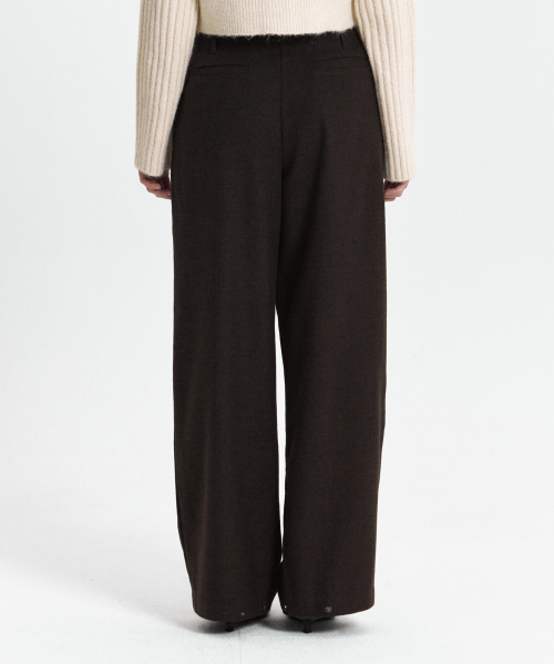 C DOUBLE LOOP WIDE WOOL SLACKS_BROWN