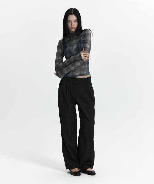 C SEE-THROUGH CHECK T-SHIRT_BLACK