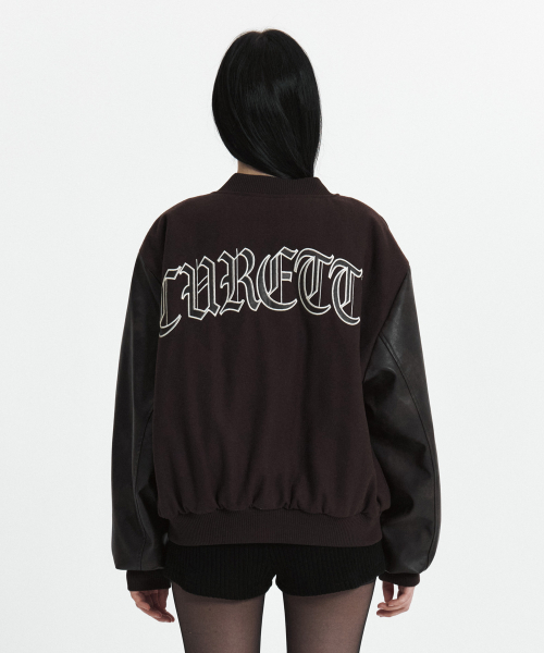 C DOUBLE-TEXTURE C VARSITY JACKET_BROWN