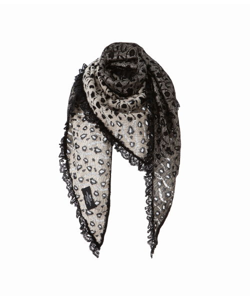 Lace Fleece Shawl Muffler_ Leopard