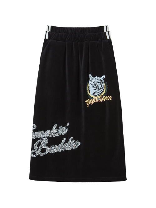 VELVET GRAPHIC SKIRT BLACK
