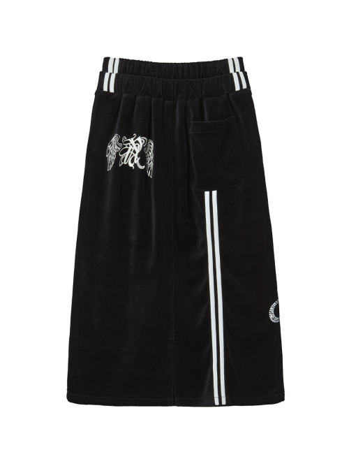 VELVET GRAPHIC SKIRT BLACK