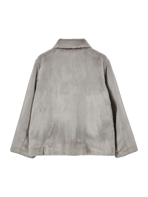 COLLAR FUR JACKET GREY