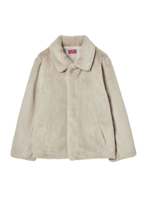 COLLAR FUR JACKET BEIGE