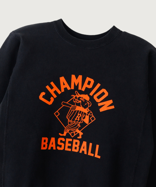 리버스위브 BASEBALL 레귤러핏 기모 스웨트셔츠 Off Black