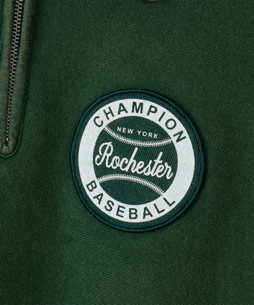 리버스위브 BASEBALL 패치 레귤러핏 기모 하프 집업 Deep Green