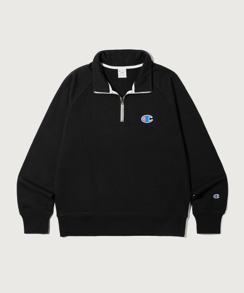 헤리티지 로고 루즈핏 하프 집업 Black