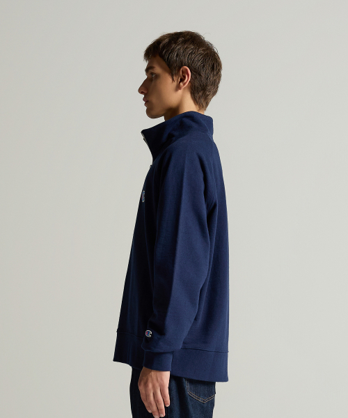 헤리티지 로고 루즈핏 하프 집업 Navy