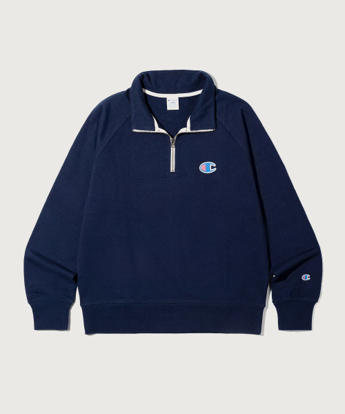 헤리티지 로고 루즈핏 하프 집업 Navy