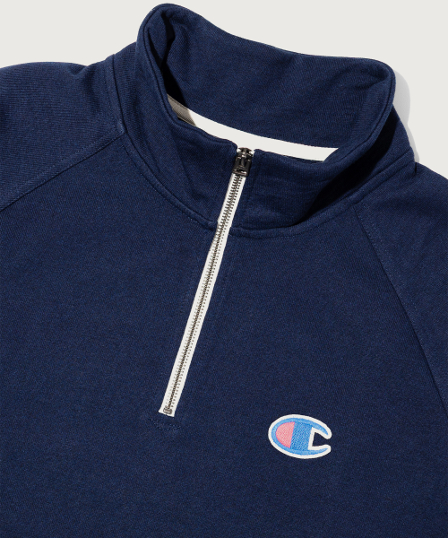 헤리티지 로고 루즈핏 하프 집업 Navy