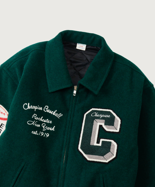 C로고 어워드 바시티 재킷 Dark Green
