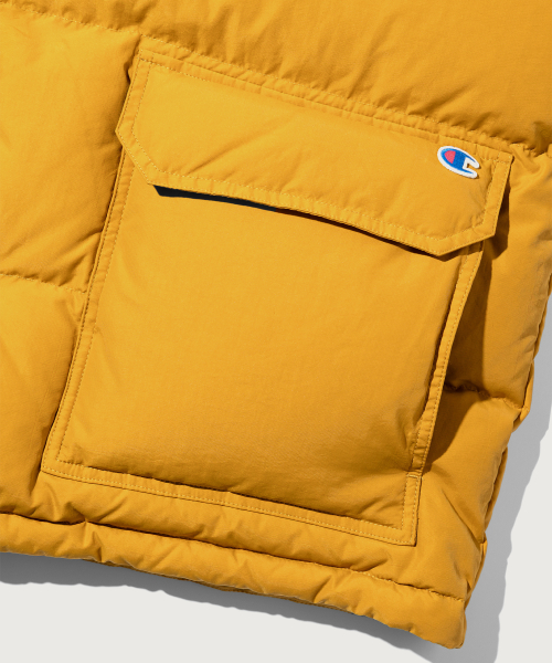 헤리티지 C로고 푸퍼 다운 베스트 Mustard