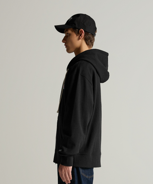 헤리티지 로고 루즈핏 후드 집업 Black