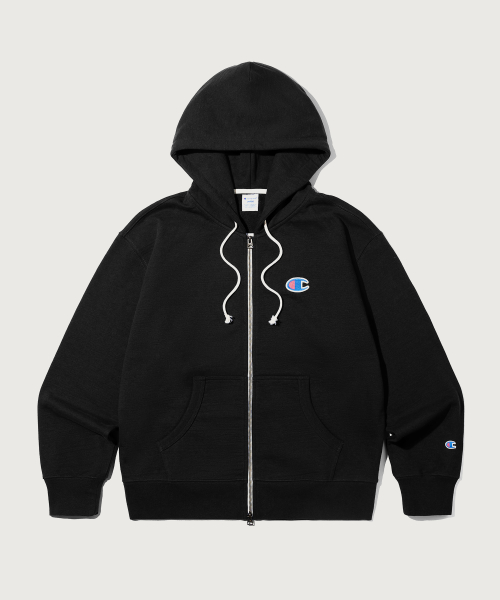 헤리티지 로고 루즈핏 후드 집업 Black