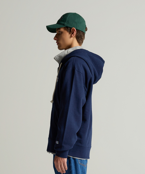 헤리티지 로고 루즈핏 후드 집업 Navy