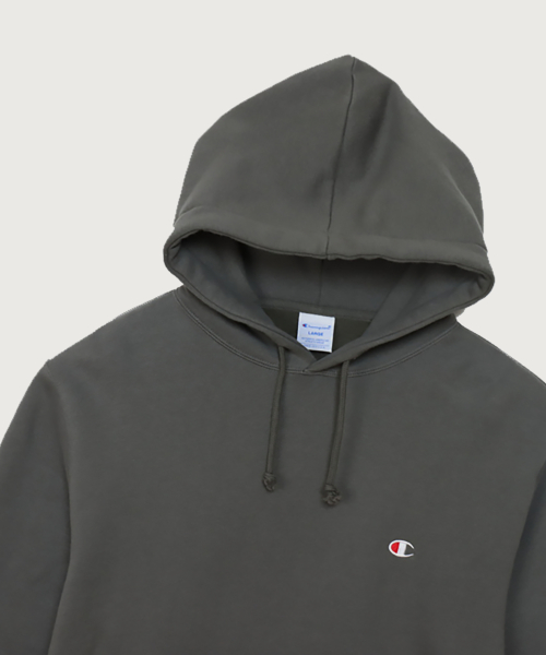 C로고 레귤러핏 후드 티셔츠 Dark Grey