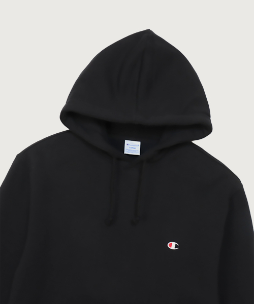 C로고 레귤러핏 후드 티셔츠 Black