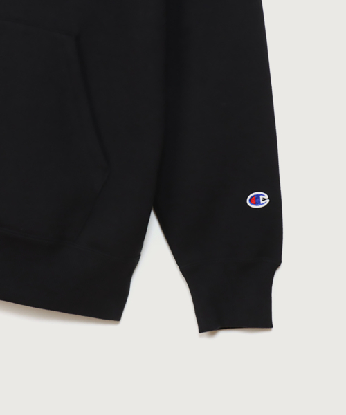 C로고 레귤러핏 후드 티셔츠 Black