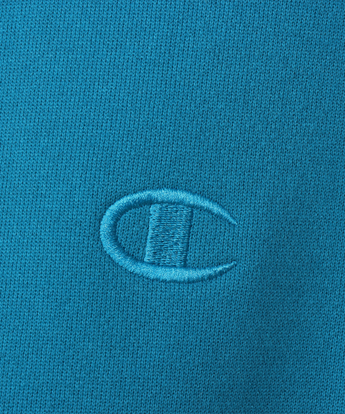 C로고 오버핏 조그택 후드 티셔츠 Blue Green